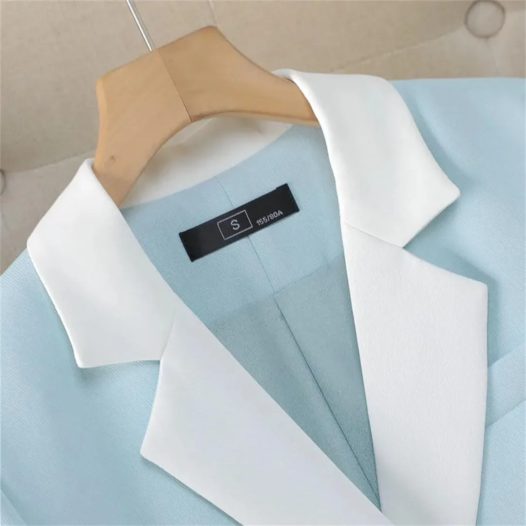 Women Patchwork Double Breasted Suit Jacket Office Ladies Business Work Wear Formal Blazer Coat