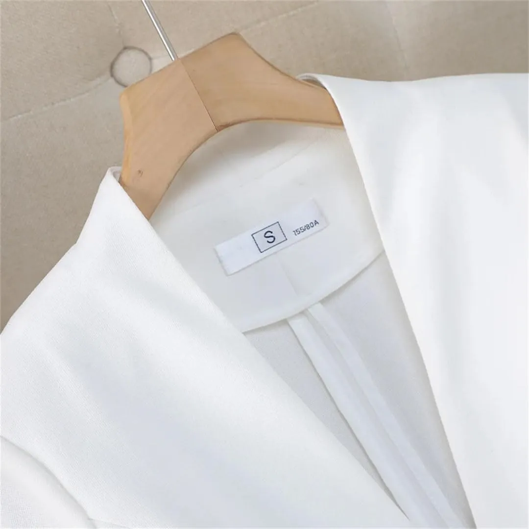 Women Ruffle Hem Slim Fit Half Sleeve Blazer Elegant Formal Office Coat Spring Summer Business Work Suit Jacket