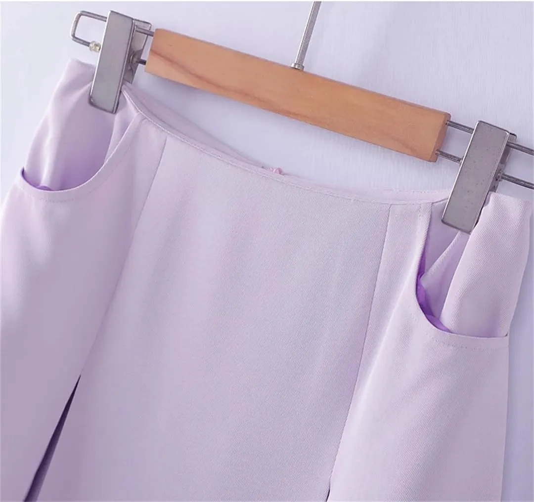Women Skirt Suits Spring Summer Solid Color Suits Jacket and Skirt Set Single Button Blazer