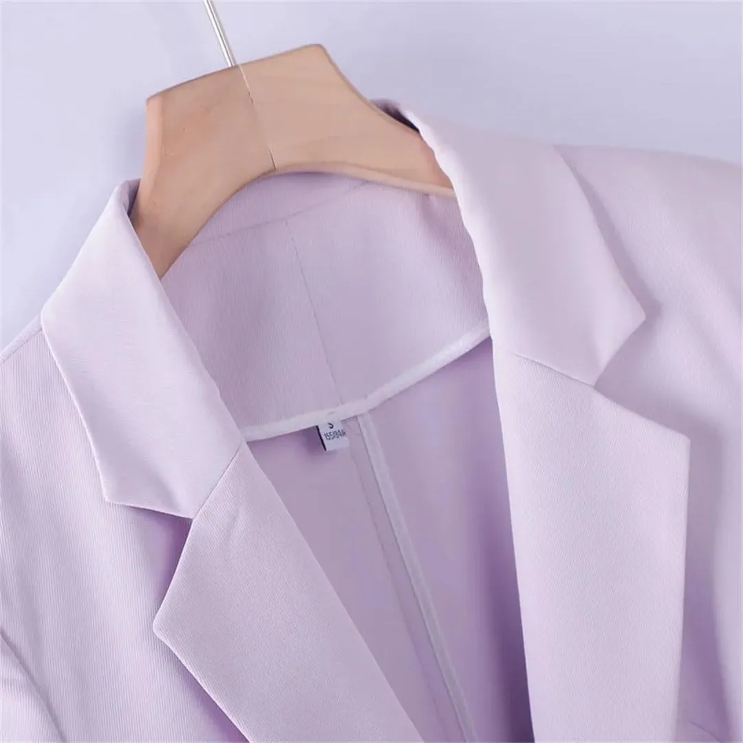 Women Skirt Suits Spring Summer Solid Color Suits Jacket and Skirt Set Single Button Blazer