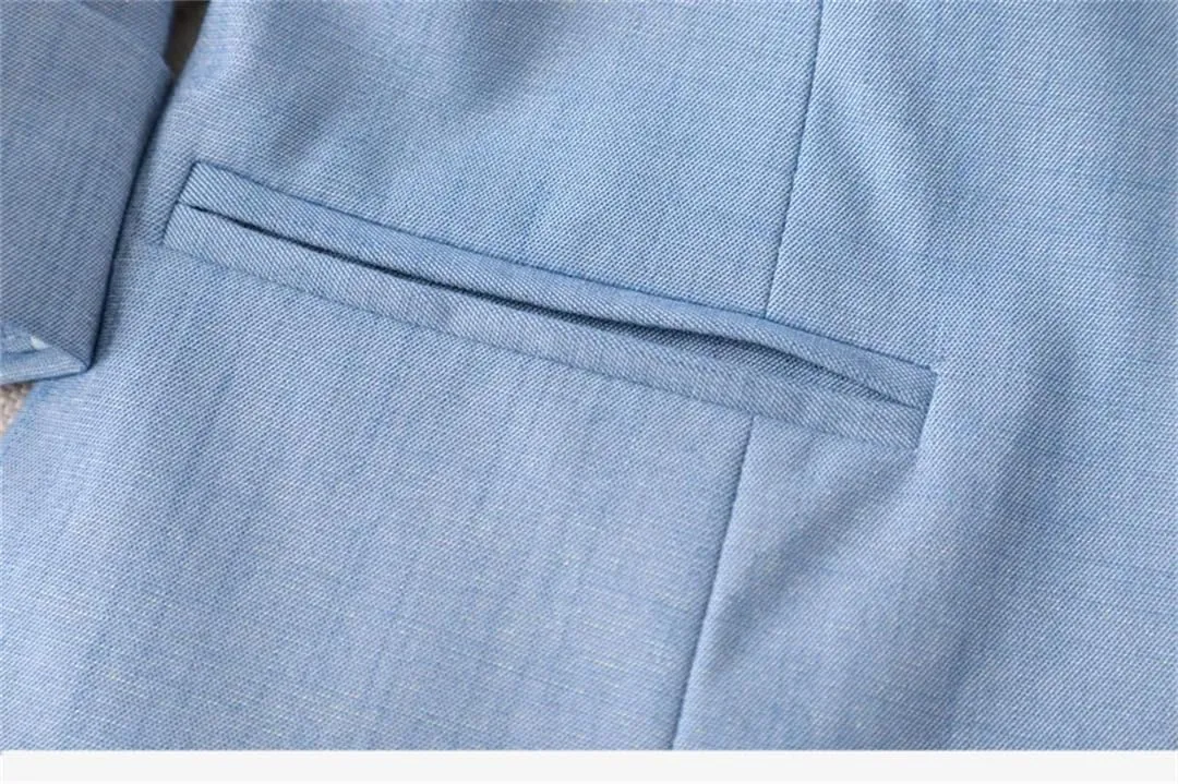 Women Spring Professional Half Sleeve Suit Jacket Solid Color Blazer Coat