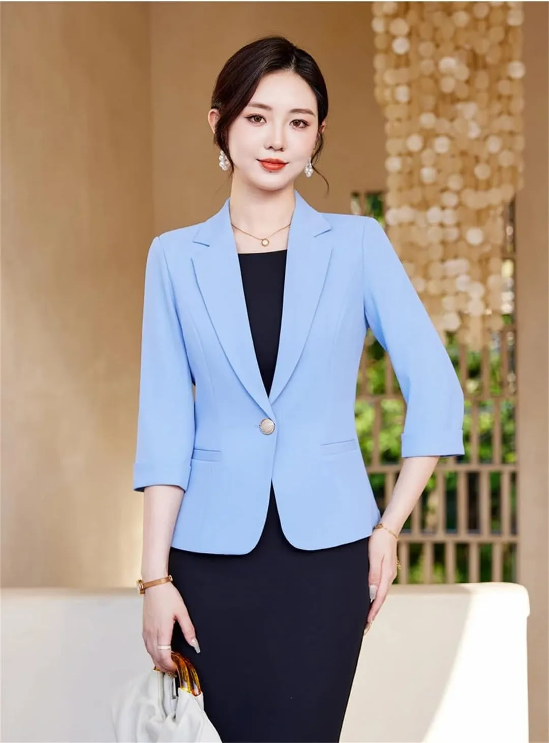 Women Spring Summer Formal Blazer Professional Business Office Workwear Career Interview Jacket Coat