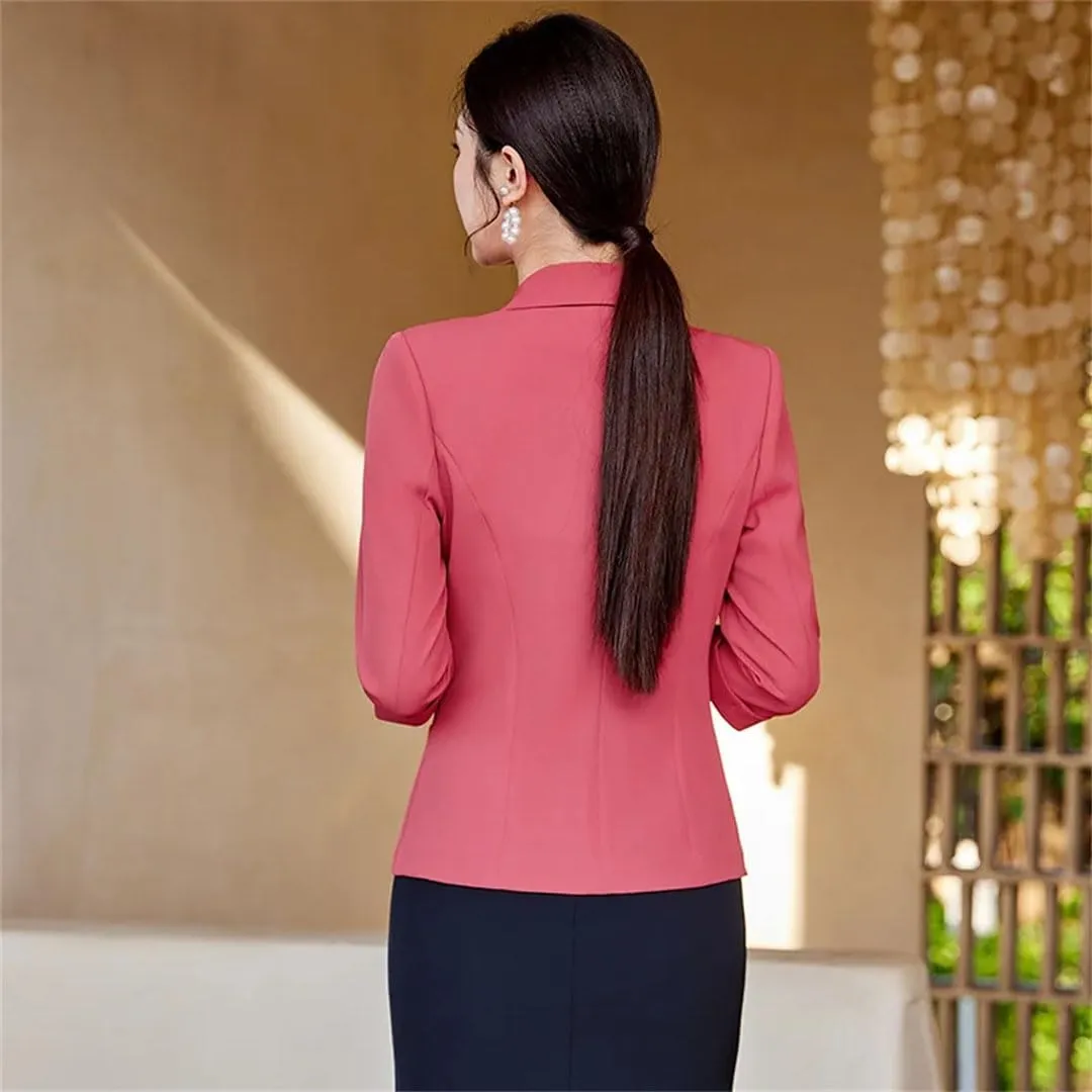 Women Spring Summer Formal Blazer Professional Business Office Workwear Career Interview Jacket Coat