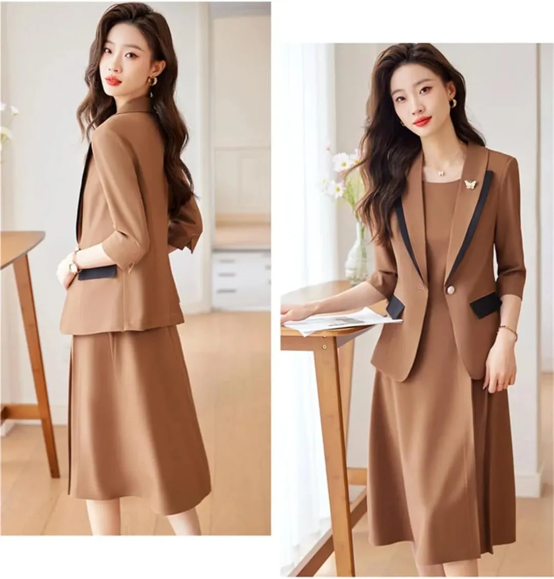 Women Spring Summer Professional Half Sleeve Slim Blazer Jacket Office Ladies Work Coat
