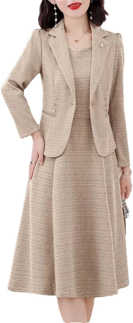 Women Summer Cotton and Linen Suit Set Commuting Long Sleeve Suit Coat Long Skirt Two Piece Set