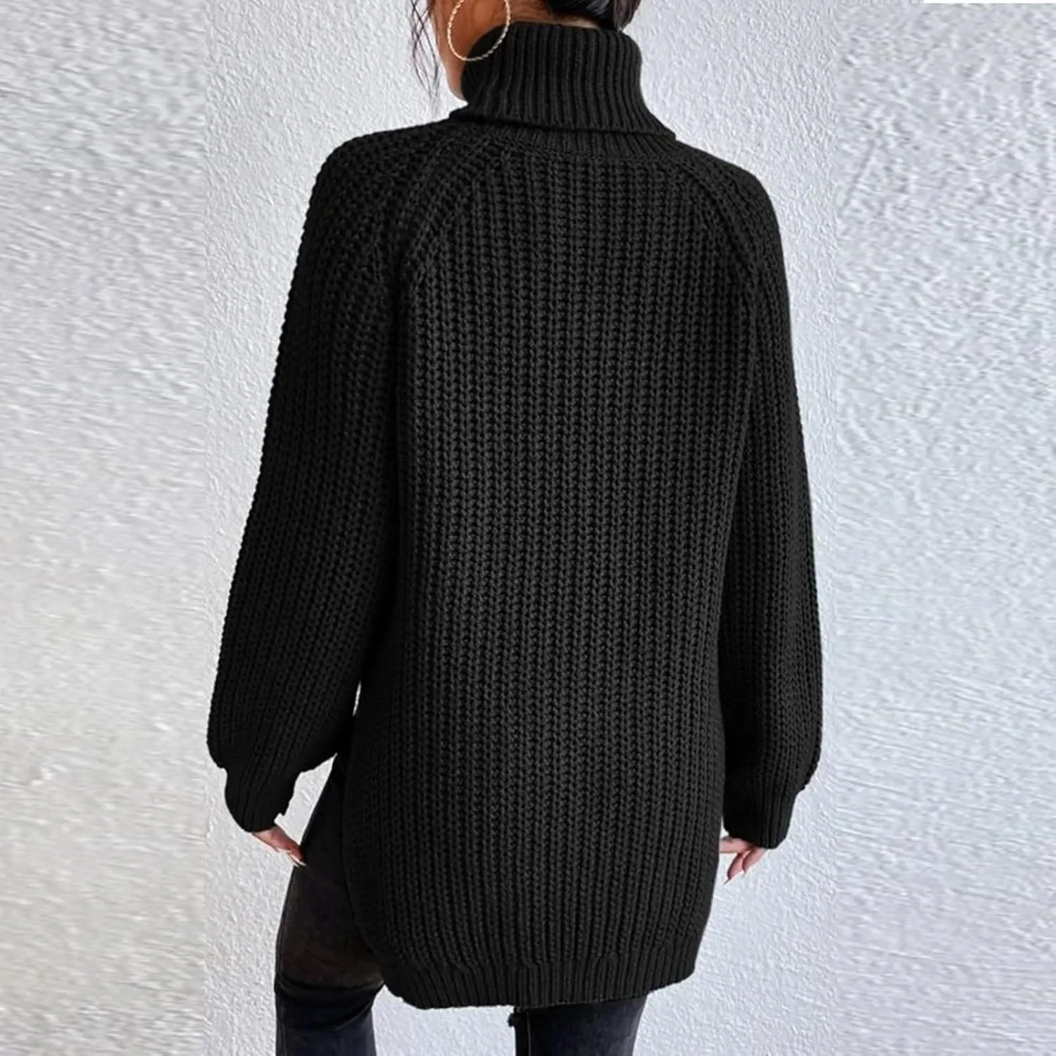 Women's Cashmere Sweaters Turtle Necks Long Sleeve Solid Elegant Comfy Pullover Sweater Elegant