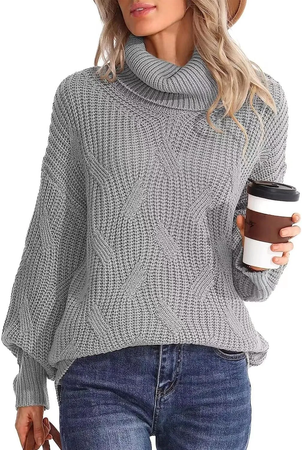 Women's Cashmere Sweaters Turtle Necks Long Sleeve Solid Elegant Comfy Pullover Sweater Elegant