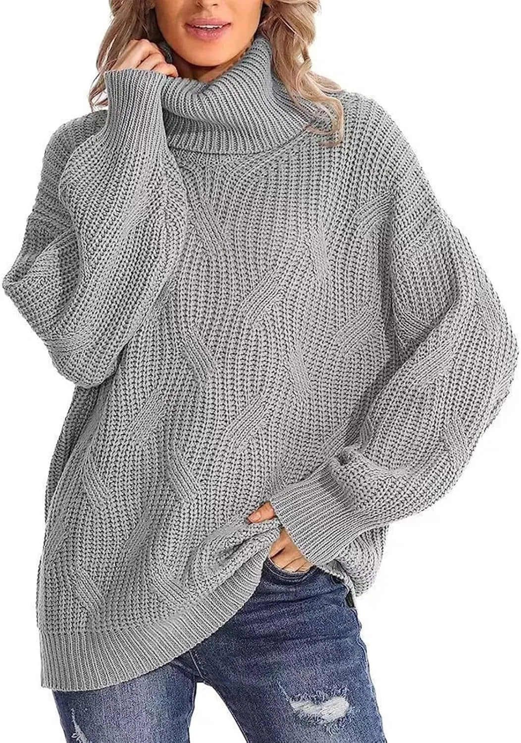 Women's Cashmere Sweaters Turtle Necks Long Sleeve Solid Elegant Comfy Pullover Sweater Elegant