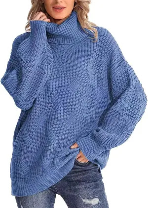 Women's Cashmere Sweaters Turtle Necks Long Sleeve Solid Elegant Comfy Pullover Sweater Elegant