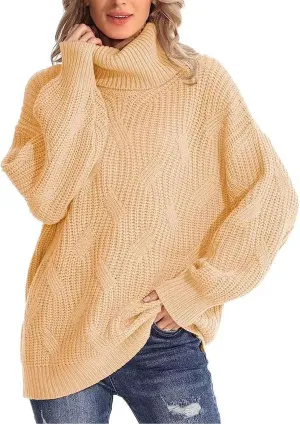 Women's Cashmere Sweaters Turtle Necks Long Sleeve Solid Elegant Comfy Pullover Sweater Elegant