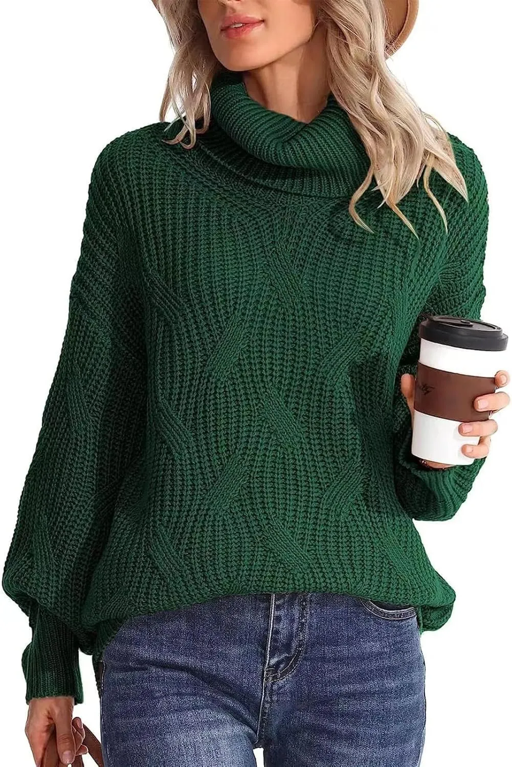 Women's Cashmere Sweaters Turtle Necks Long Sleeve Solid Elegant Comfy Pullover Sweater Elegant