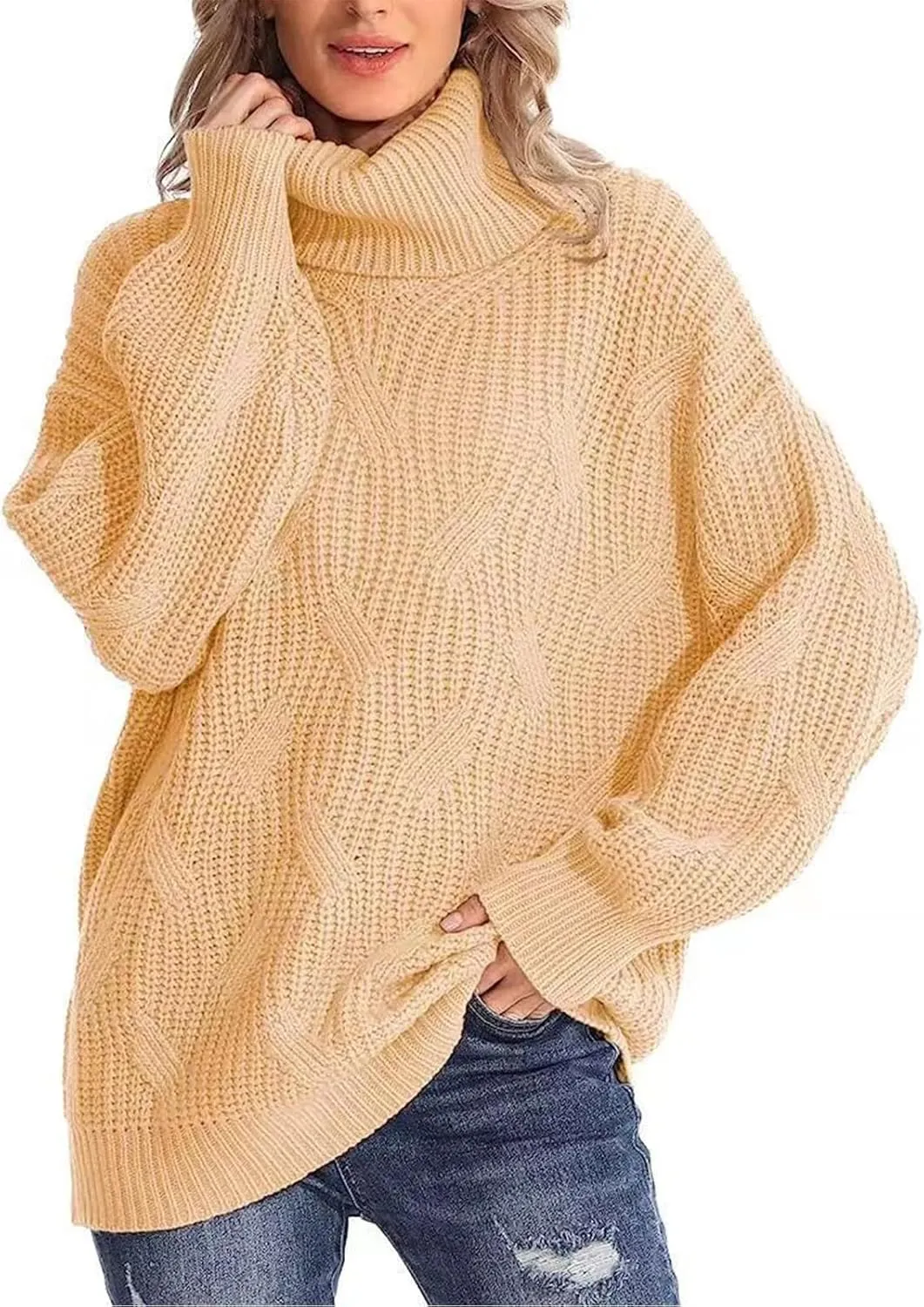 Women's Cashmere Sweaters Turtle Necks Long Sleeve Solid Elegant Comfy Pullover Sweater Elegant