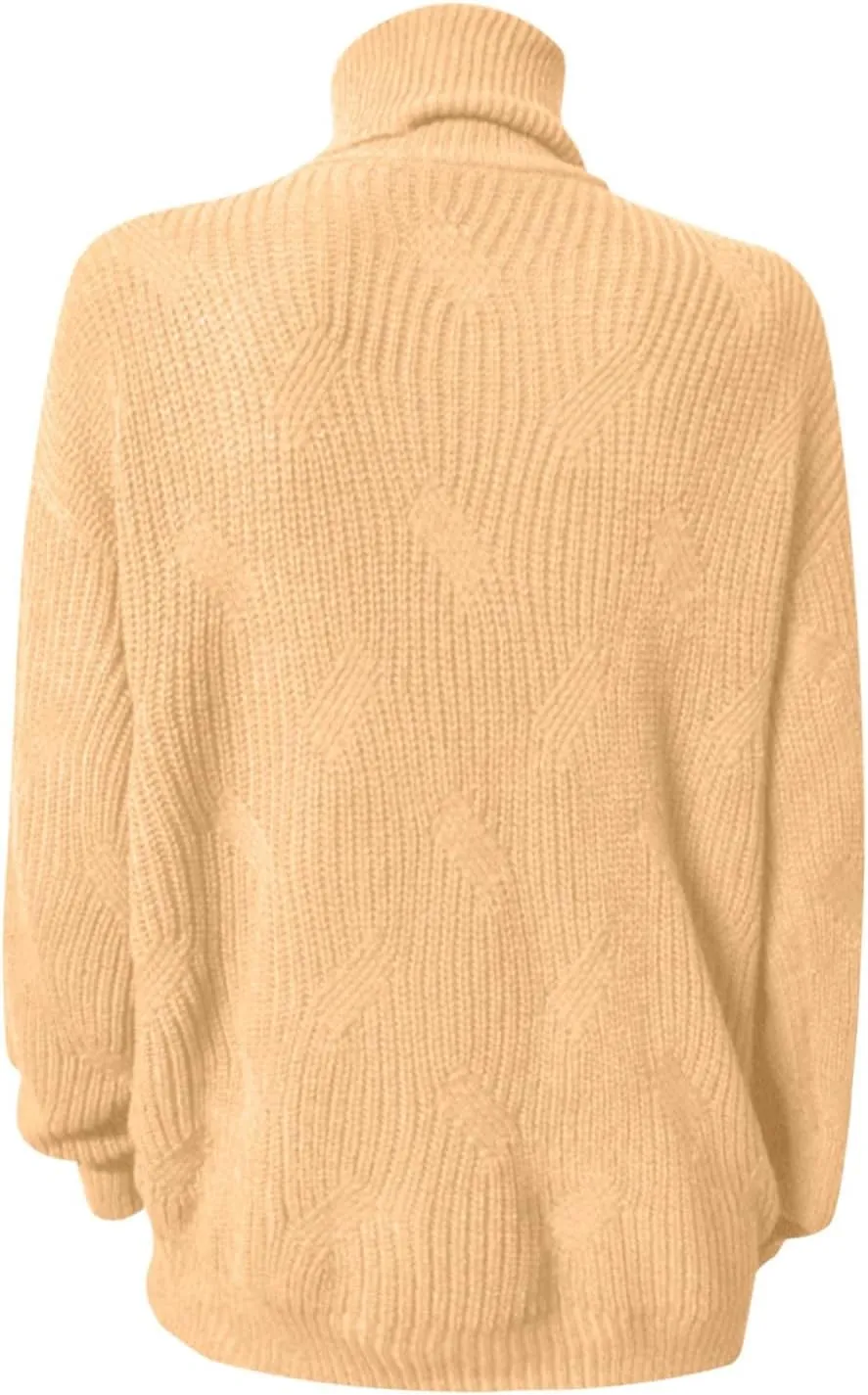 Women's Cashmere Sweaters Turtle Necks Long Sleeve Solid Elegant Comfy Pullover Sweater Elegant