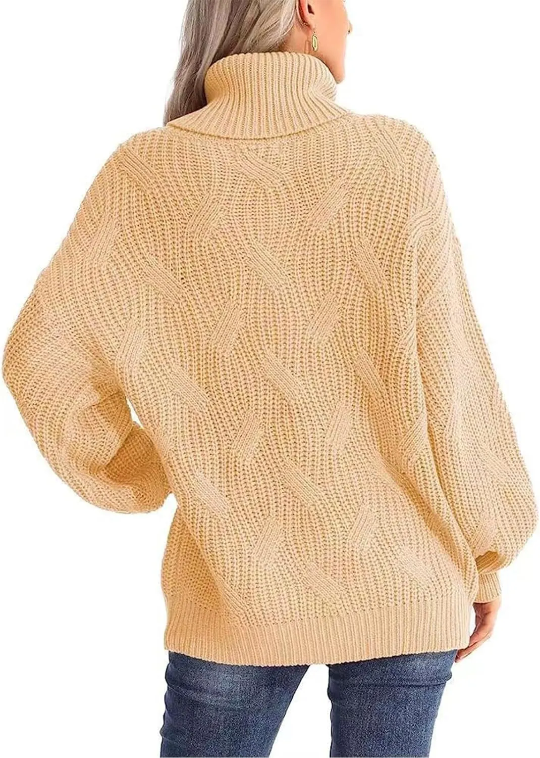 Women's Cashmere Sweaters Turtle Necks Long Sleeve Solid Elegant Comfy Pullover Sweater Elegant