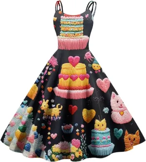 Women's Casual Fashion Print Sexy Off Shoulder Punk Retro Dress Retro Dress Dress