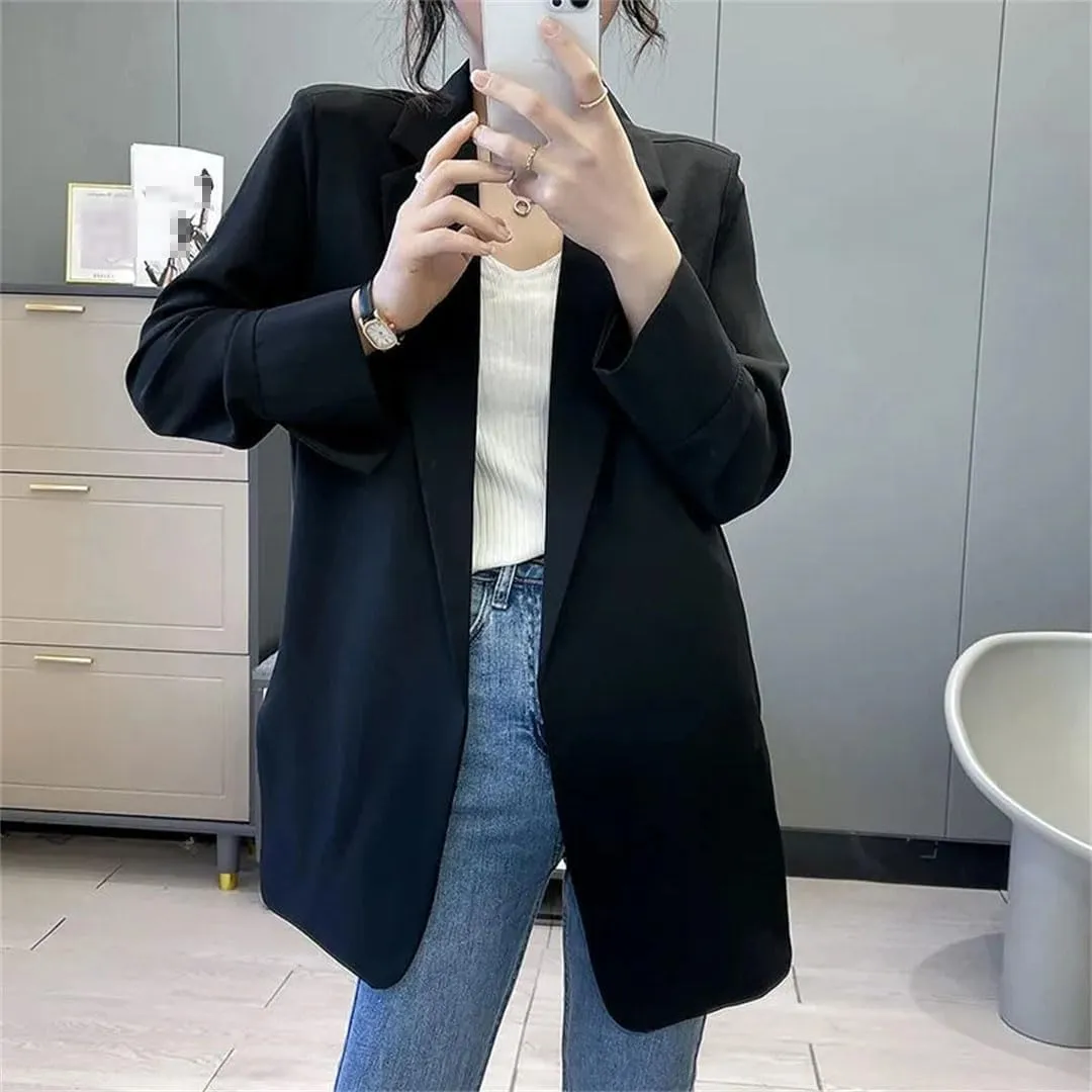 Women's Chiffon Suit Jacket Spring Summer Loose Sunscreen Long Jackets Cardigan Thin Blazer