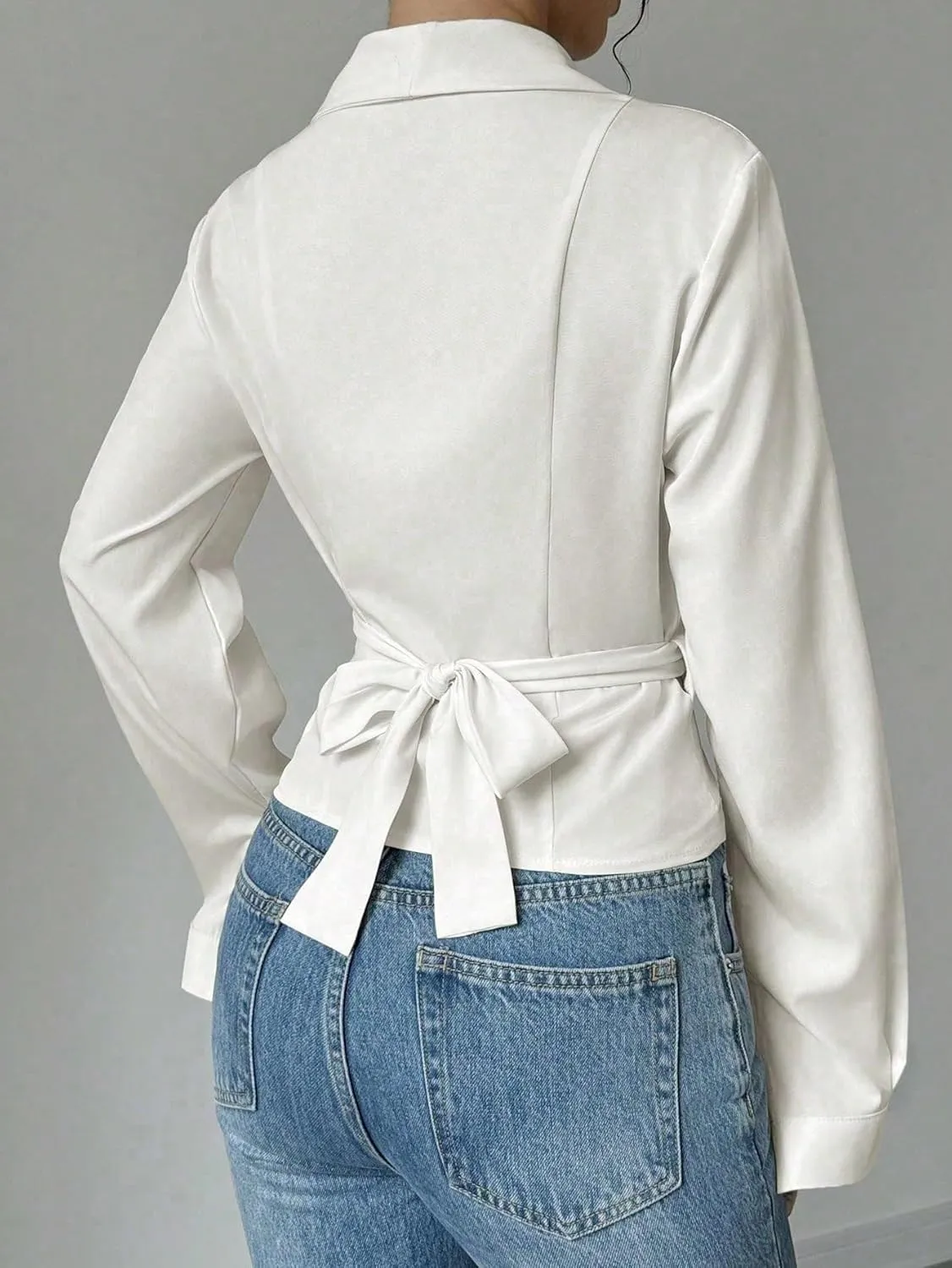 Women's Classic-Fit Shirt V-Neck Waist Elegant Shirt