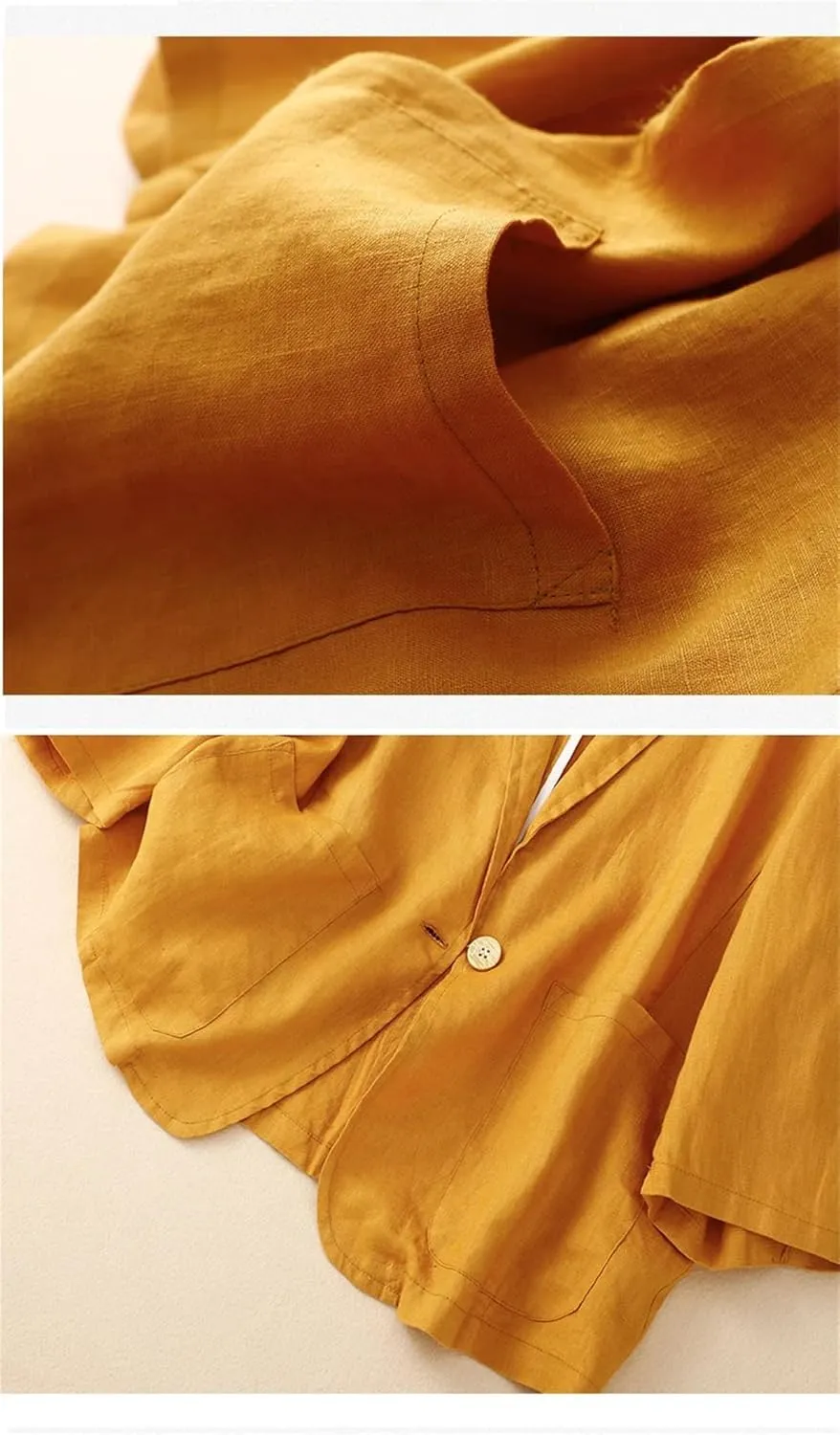 Women's Cotton and Linen Solid Color 3/4 Sleeve Suit Jacket Spring Autumn Loose Casual Blazer