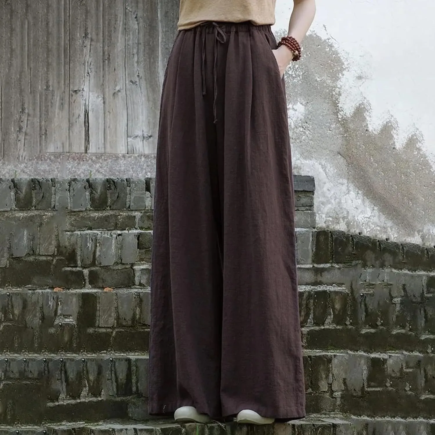 Women's Cotton and Linen Women's Spring and Autumn Linen Literary Loose and Versatile Plus Size