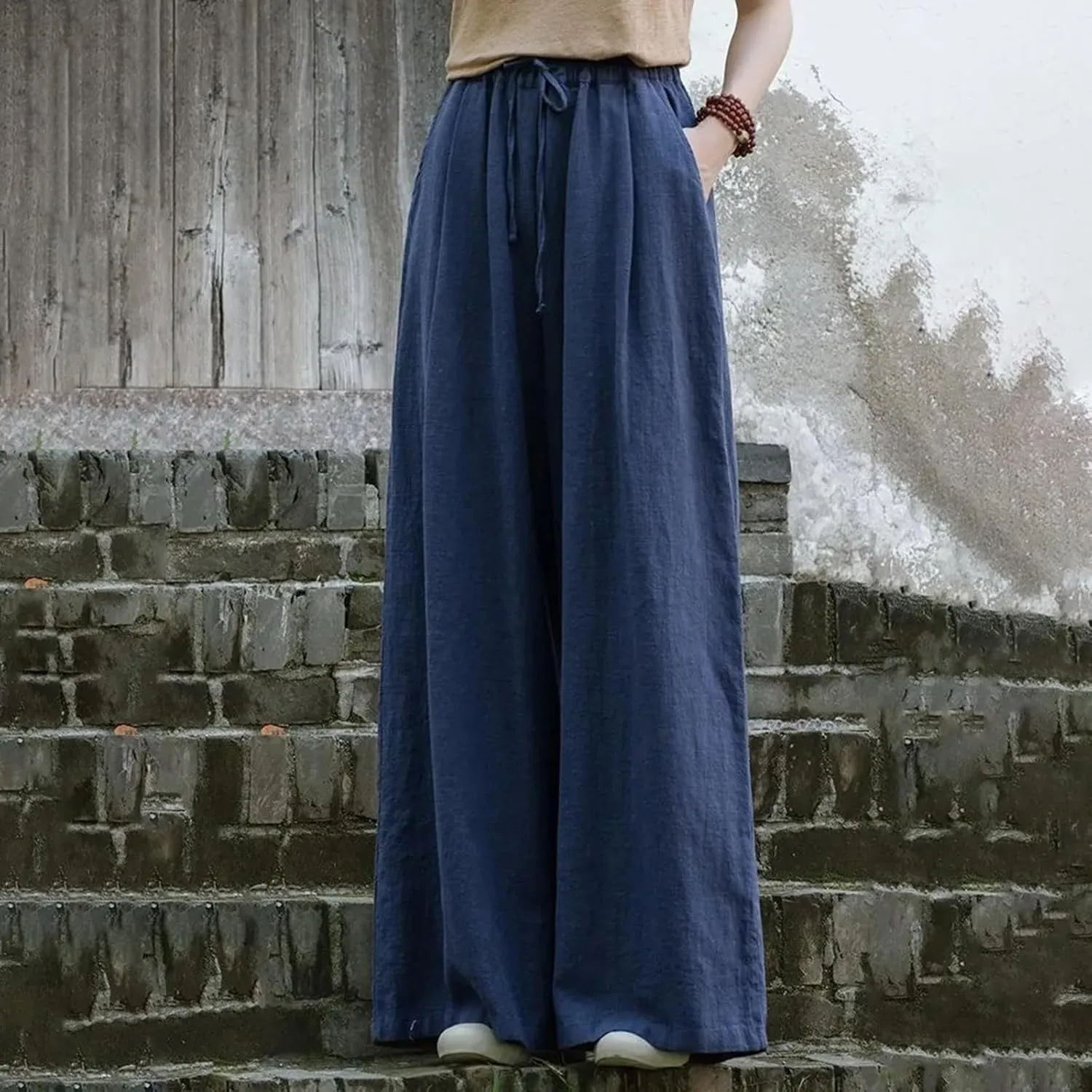 Women's Cotton and Linen Women's Spring and Autumn Linen Literary Loose and Versatile Plus Size