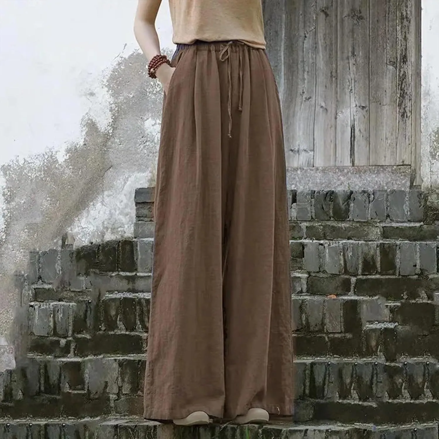 Women's Cotton and Linen Women's Spring and Autumn Linen Literary Loose and Versatile Plus Size
