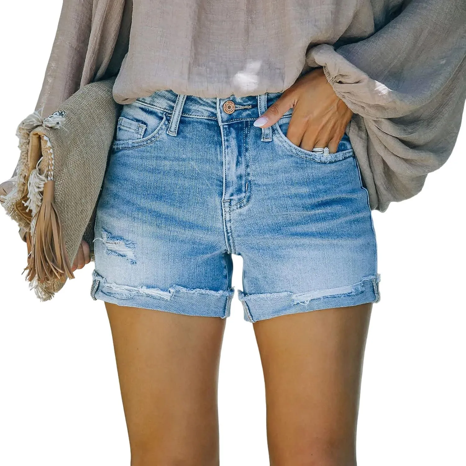 Women's Denim Shorts Summer Casual Lightweight Button Jean Shorts High Waist Vacation Y2K Short Versatile Style 2025