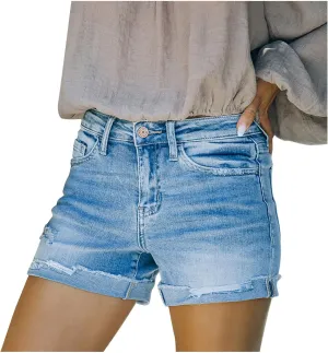 Women's Denim Shorts Summer Casual Lightweight Button Jean Shorts High Waist Vacation Y2K Short Versatile Style 2025