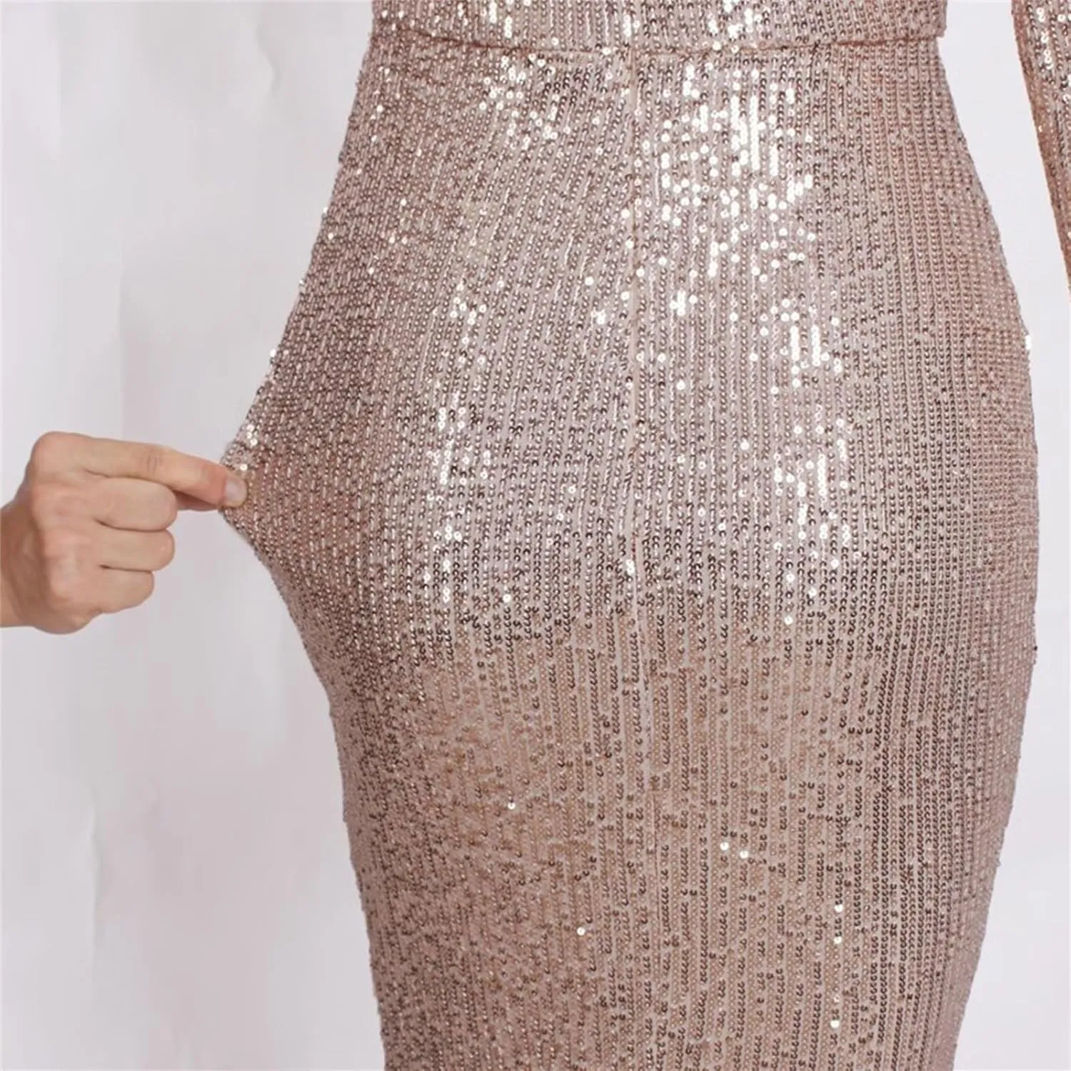 Womens Elegant Spring Dresses Trendy Long Sleeve Split Maxi Dresses Sequin Dress Wedding Guest Dress Cocktail Dress