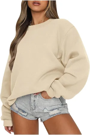Women'S Fall Long Sleeve Solid Color Sweatshirt, Comfortable Fabric, Simple Design, Fashionable and Versatile
