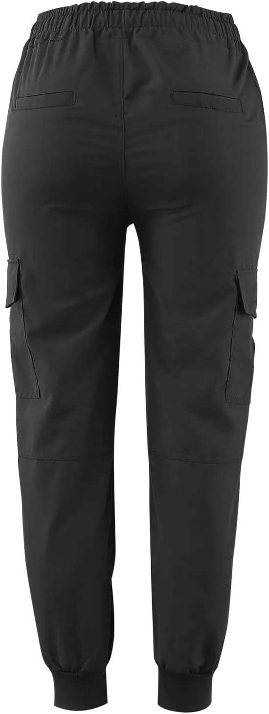 Womens Fashion Cargo Pants Drawstring Elastic Waist Cinched Bottom Trousers Loose Fit Jogger Hiking Pants with Multi Pockets