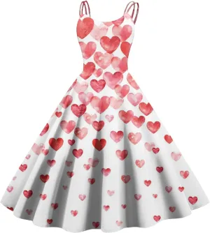 Women's Fashion Valentine's Day Printed Sexy Strapless Gothic Cocktail Dress Punk, Vintage Dress.