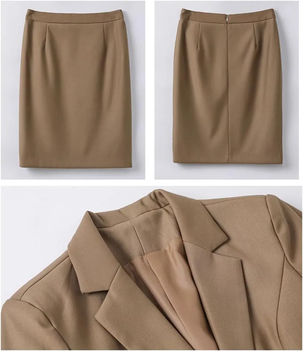 Women's Formal Business Blazer Skirt Suits Female Professional Blazer Bodycon Pencil Skirt 2Pc Set