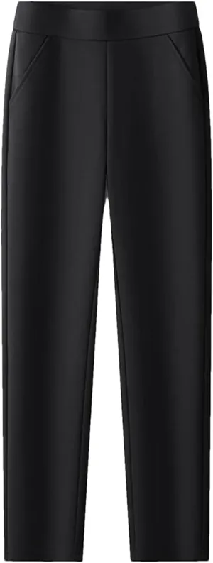 Women’s High Waist Straight Leg Work Pants Elastic Stretch Year-Round Commuter Trousers