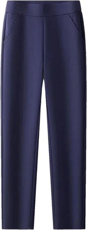 Women’s High Waist Straight Leg Work Pants Elastic Stretch Year-Round Commuter Trousers