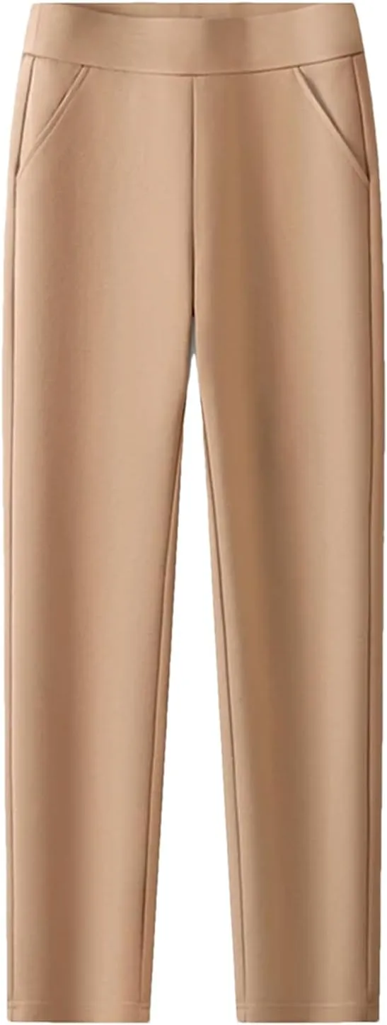 Women’s High Waist Straight Leg Work Pants Elastic Stretch Year-Round Commuter Trousers