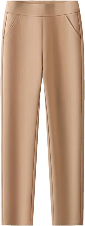 Women’s High Waist Straight Leg Work Pants Elastic Stretch Year-Round Commuter Trousers