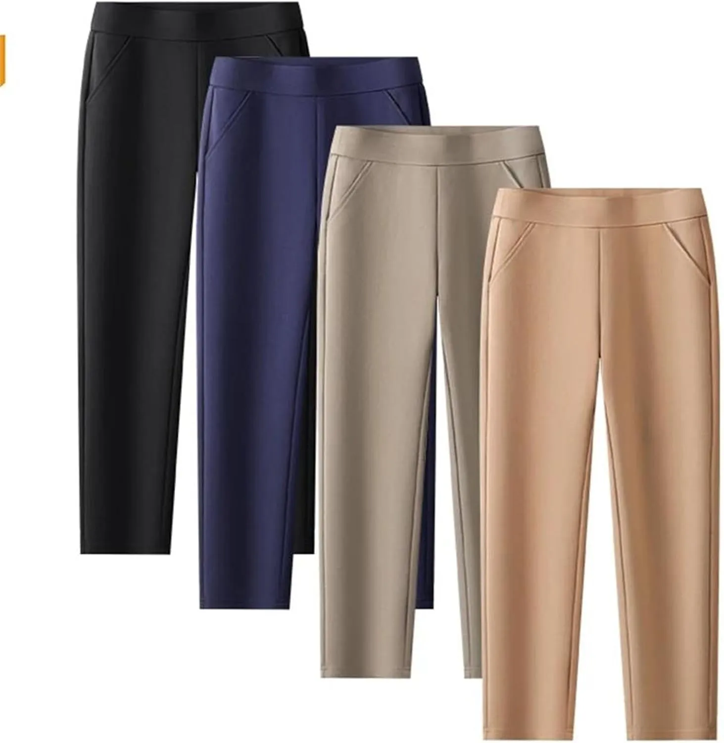 Women’s High Waist Straight Leg Work Pants Elastic Stretch Year-Round Commuter Trousers