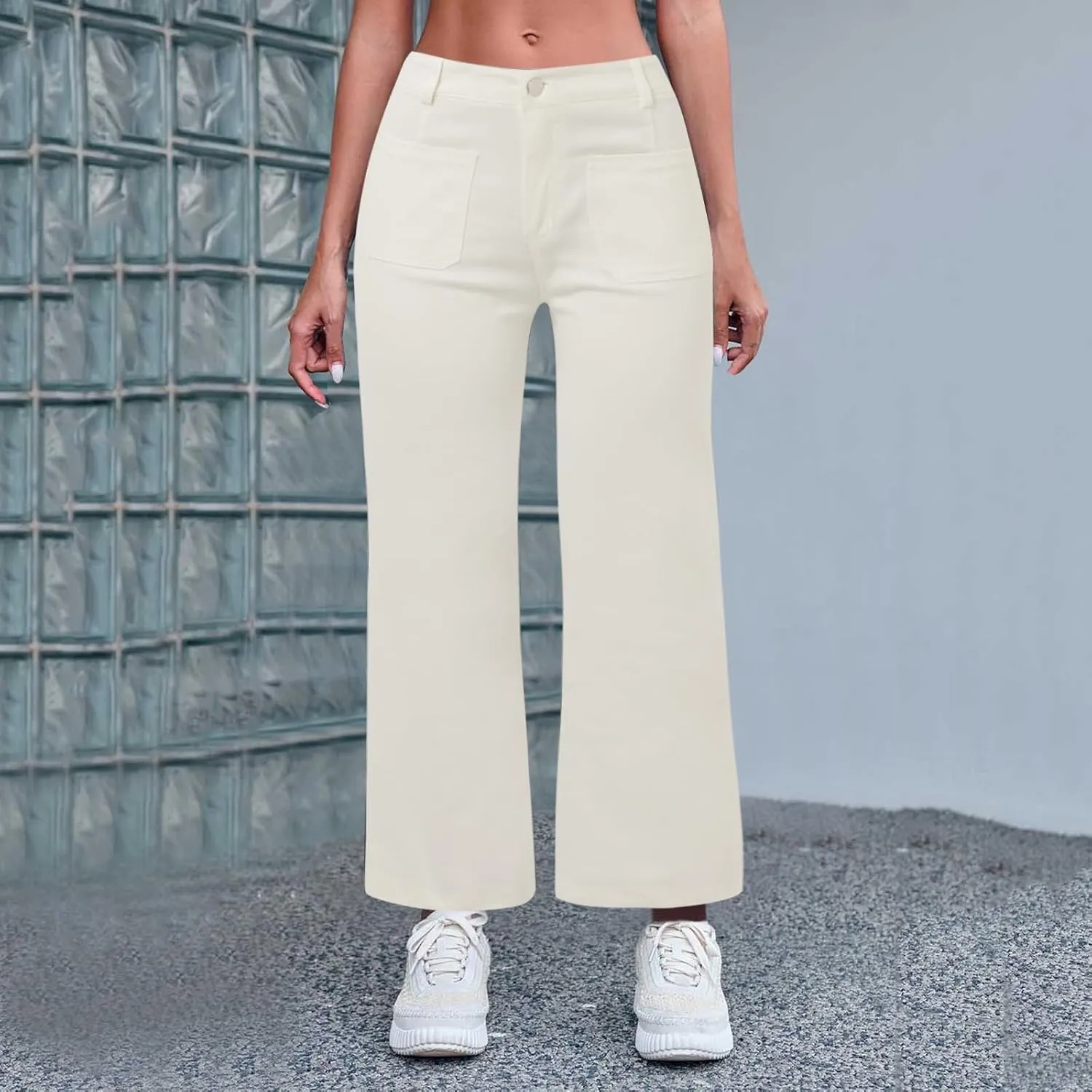 Women's High Waisted Flare Jeans Trendy Baggy Straight Leg Stretch Barrel Casual Wide Leg Bootcut Jeans Pants Trouser