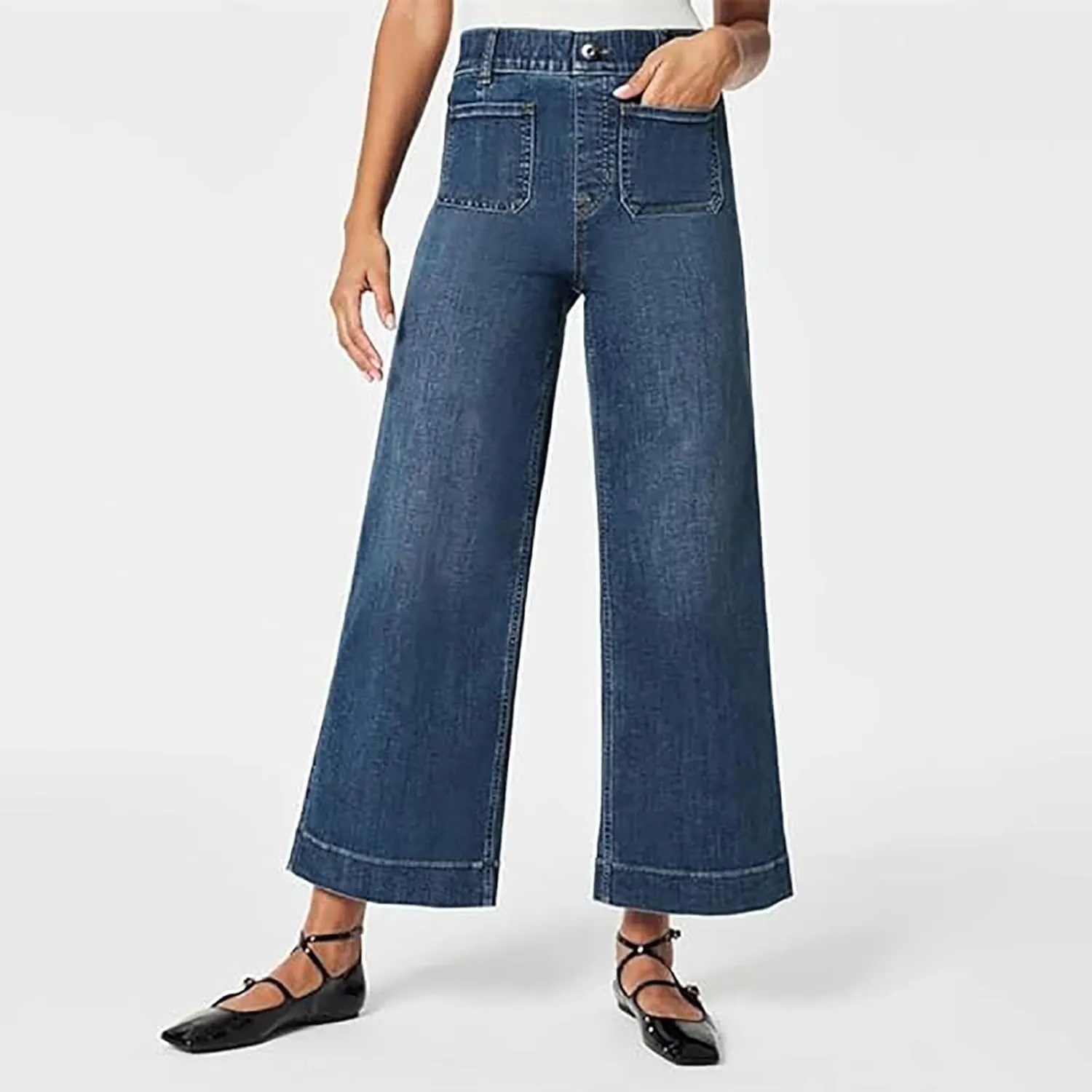 Women's High Waisted Flare Jeans Trendy Baggy Straight Leg Stretch Barrel Casual Wide Leg Bootcut Jeans Pants Trouser