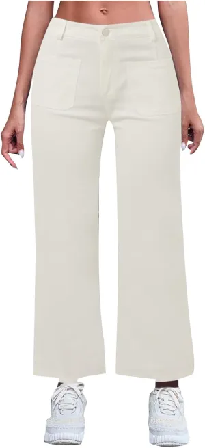 Women's High Waisted Flare Jeans Trendy Baggy Straight Leg Stretch Barrel Casual Wide Leg Bootcut Jeans Pants Trouser