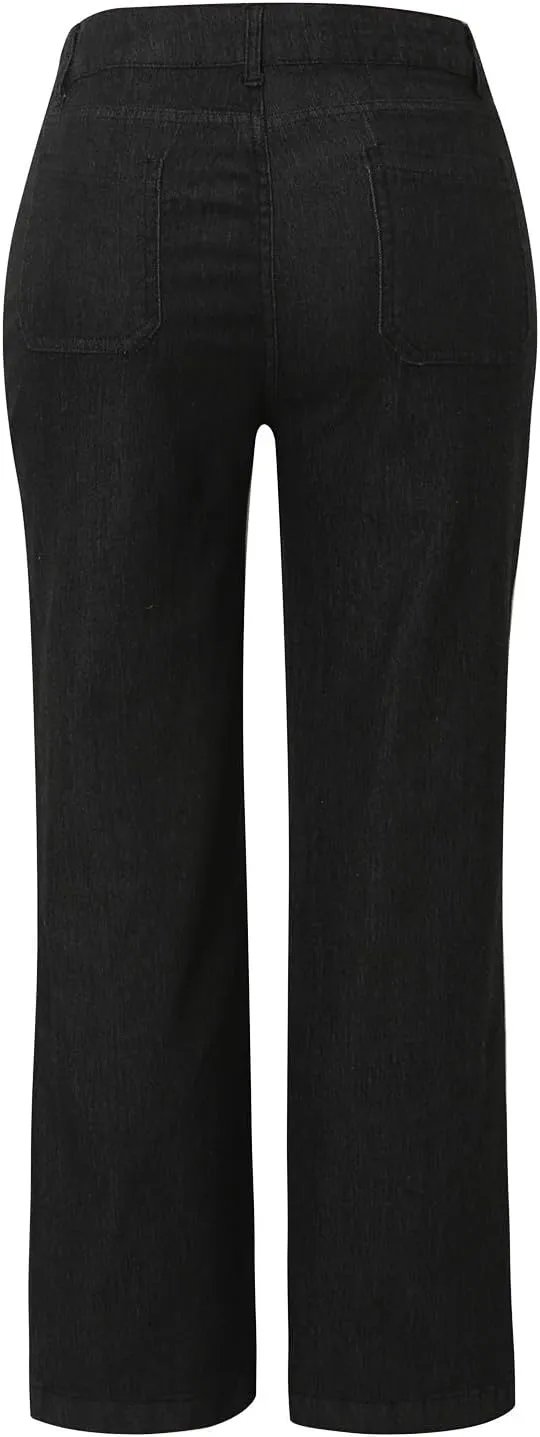 Women's High Waisted Flare Jeans Trendy Baggy Straight Leg Stretch Barrel Casual Wide Leg Bootcut Jeans Pants Trouser