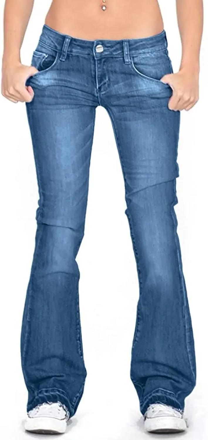Women's High Waisted Jeans Jeans Skinny Flare Pants Long Solid Color Jeans, XS-4XL