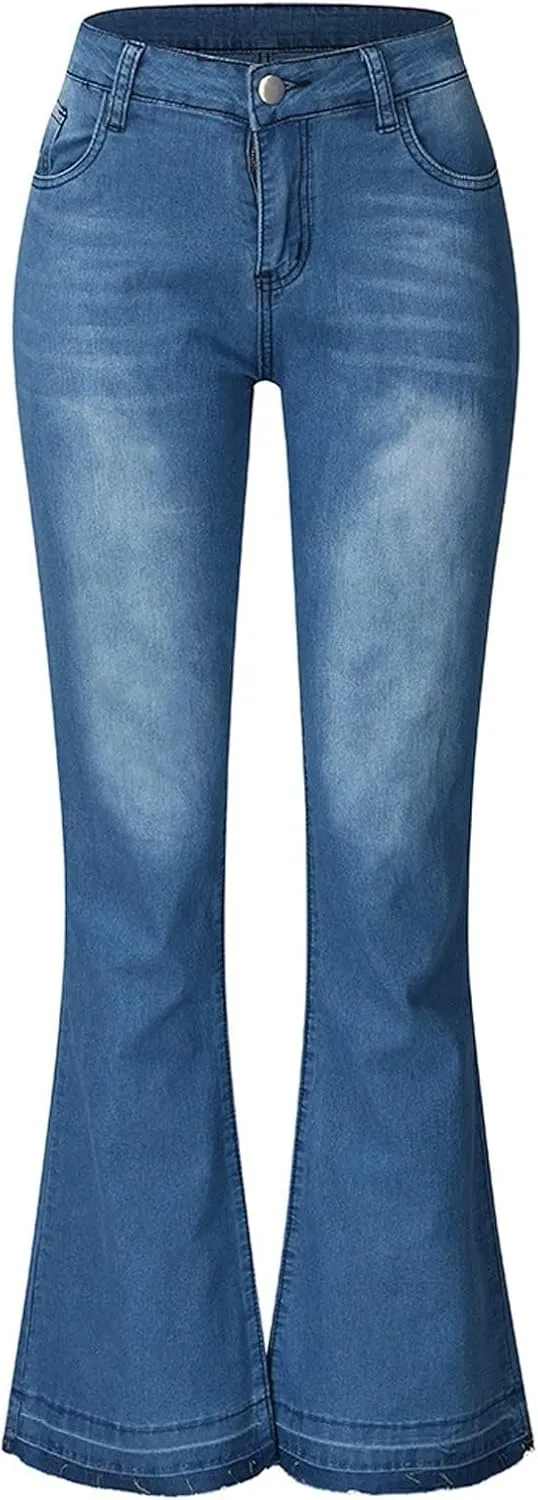 Women's High Waisted Jeans Jeans Skinny Flare Pants Long Solid Color Jeans, XS-4XL