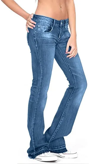 Women's High Waisted Jeans Jeans Skinny Flare Pants Long Solid Color Jeans, XS-4XL