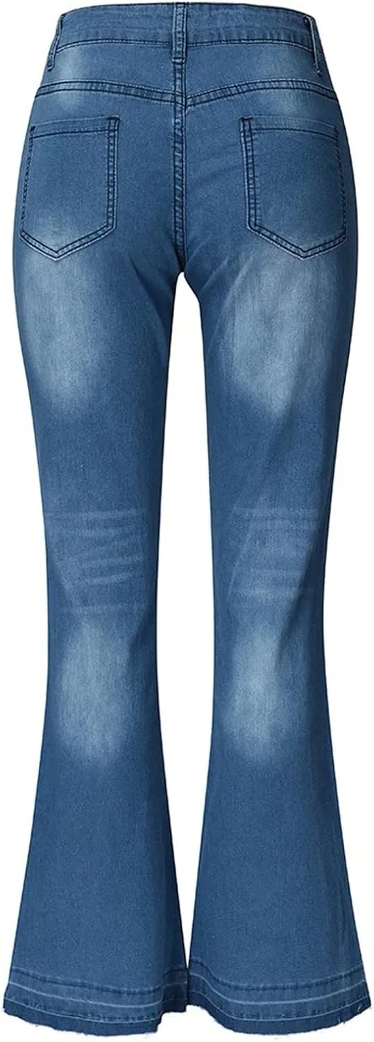 Women's High Waisted Jeans Jeans Skinny Flare Pants Long Solid Color Jeans, XS-4XL