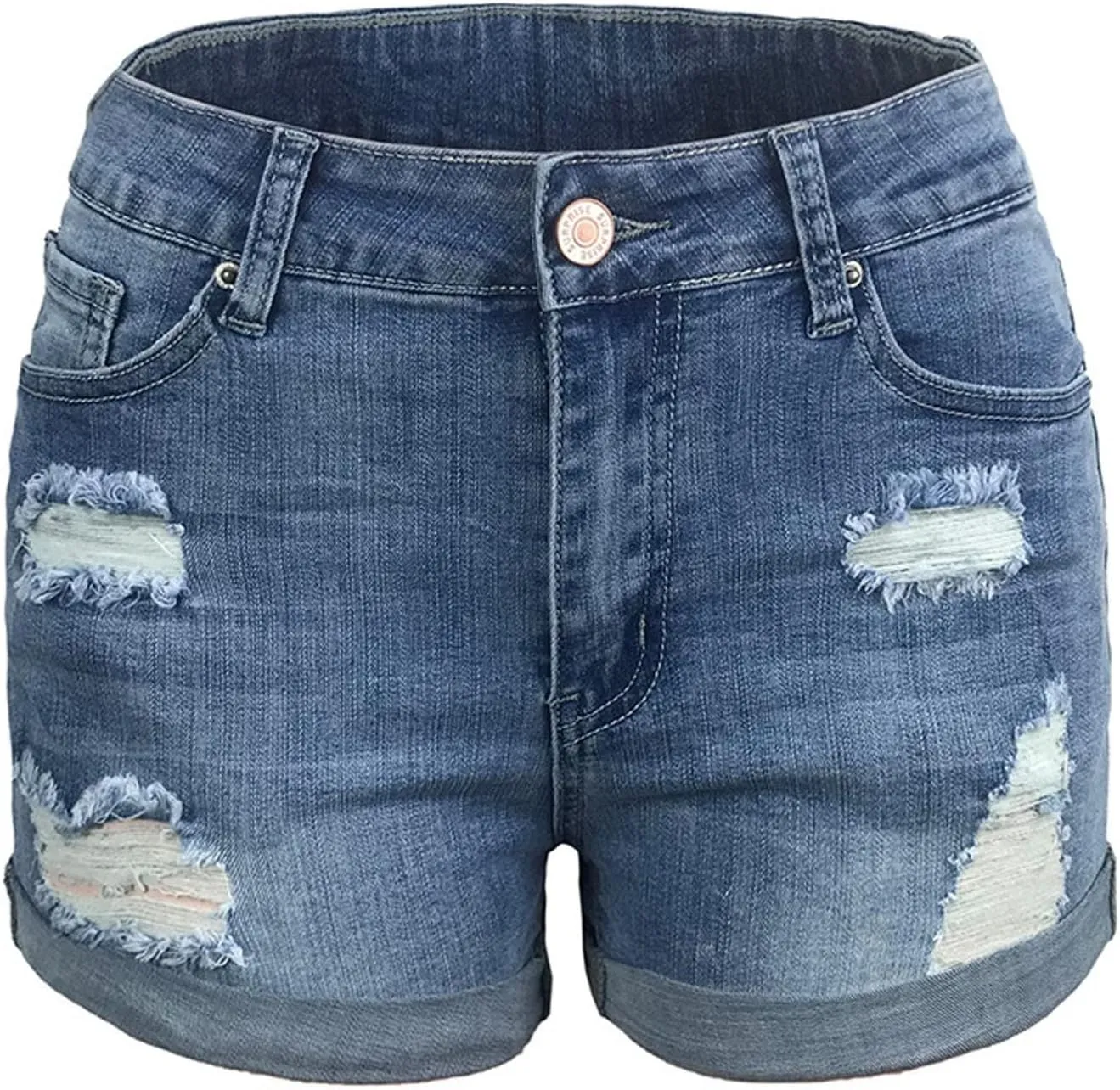 Women's High Waisted Rolled Hem Distressed Jeans Ripped Denim Shorts Stretchy Denim Jeans Shorts Hot Short Jeans