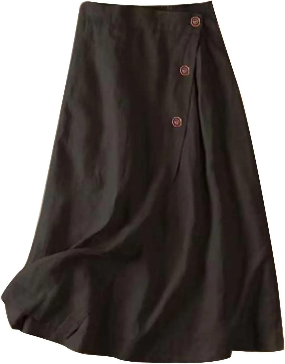 Women's Irregular Cotton Linen Casual Skirt, Solid Color Basic Summer Versatile Trendy Clothes Comfy Breathable Skirts