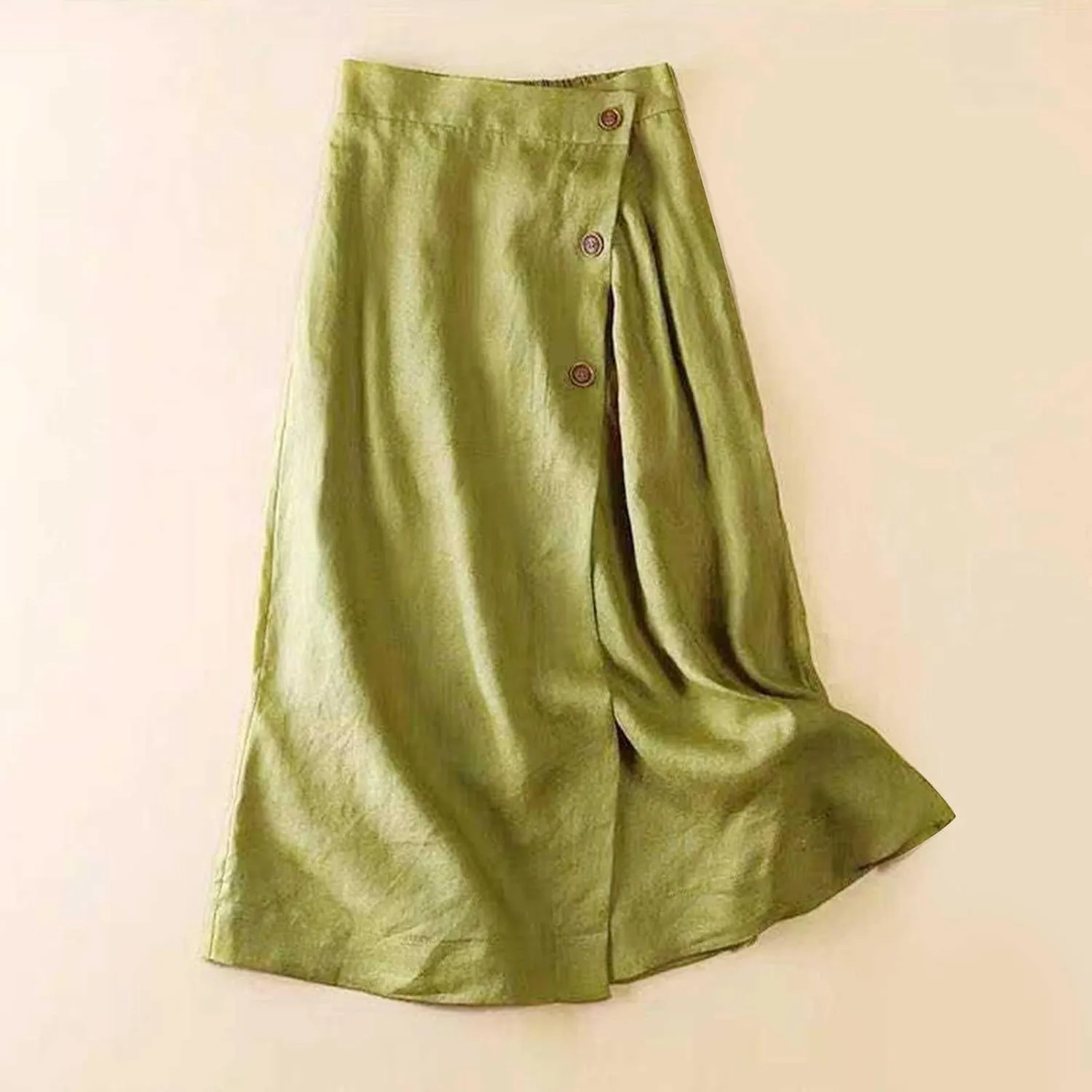 Women's Irregular Cotton Linen Casual Skirt, Solid Color Basic Summer Versatile Trendy Clothes Comfy Breathable Skirts