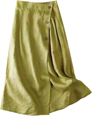 Women's Irregular Cotton Linen Casual Skirt, Solid Color Basic Summer Versatile Trendy Clothes Comfy Breathable Skirts