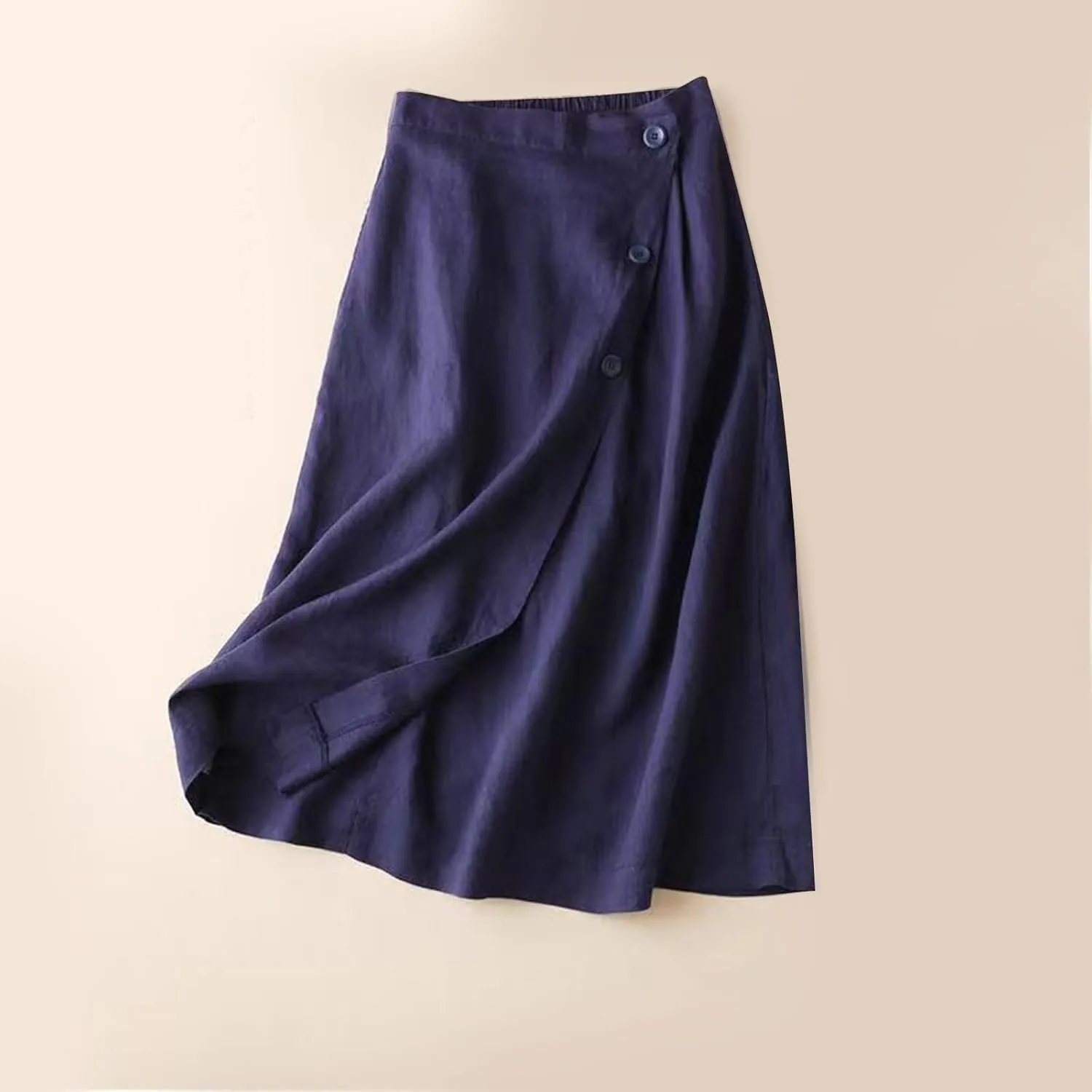 Women's Irregular Cotton Linen Casual Skirt, Solid Color Basic Summer Versatile Trendy Clothes Comfy Breathable Skirts
